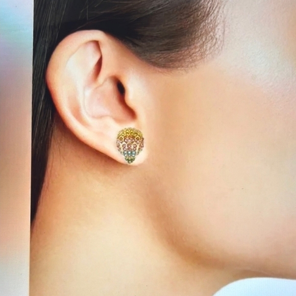 🌈 🔹Kurt Geiger multicolo Crystal  rainbow small pave eagle stud Dome Earrings - Picture 2 of 9
